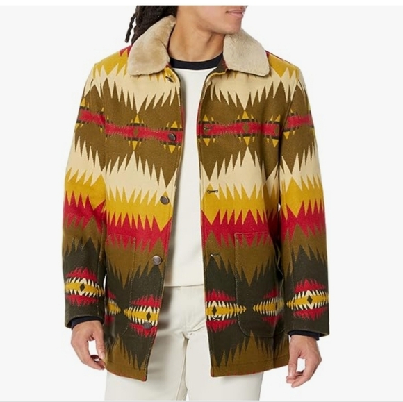 PENDLETON MENS SHEARLING COLLAR BLANKET WOOL COAT XXL NWT